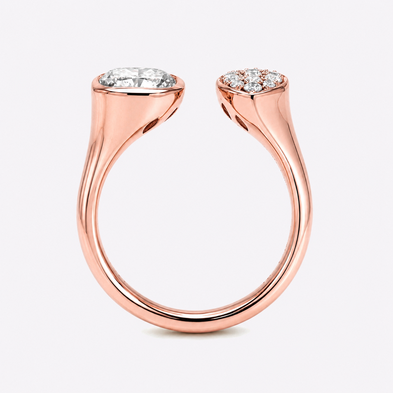 Cushion &amp; Marquise Lab-Grown Diamond Toi et Moi Ring in 14K Gold