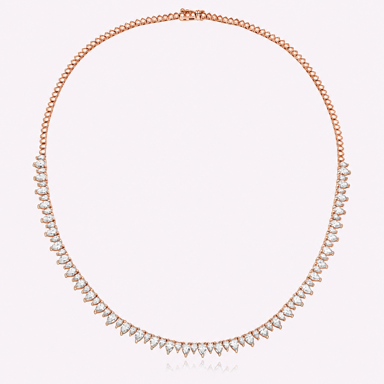 Halfway Pair Shape Gold Tennis Necklace