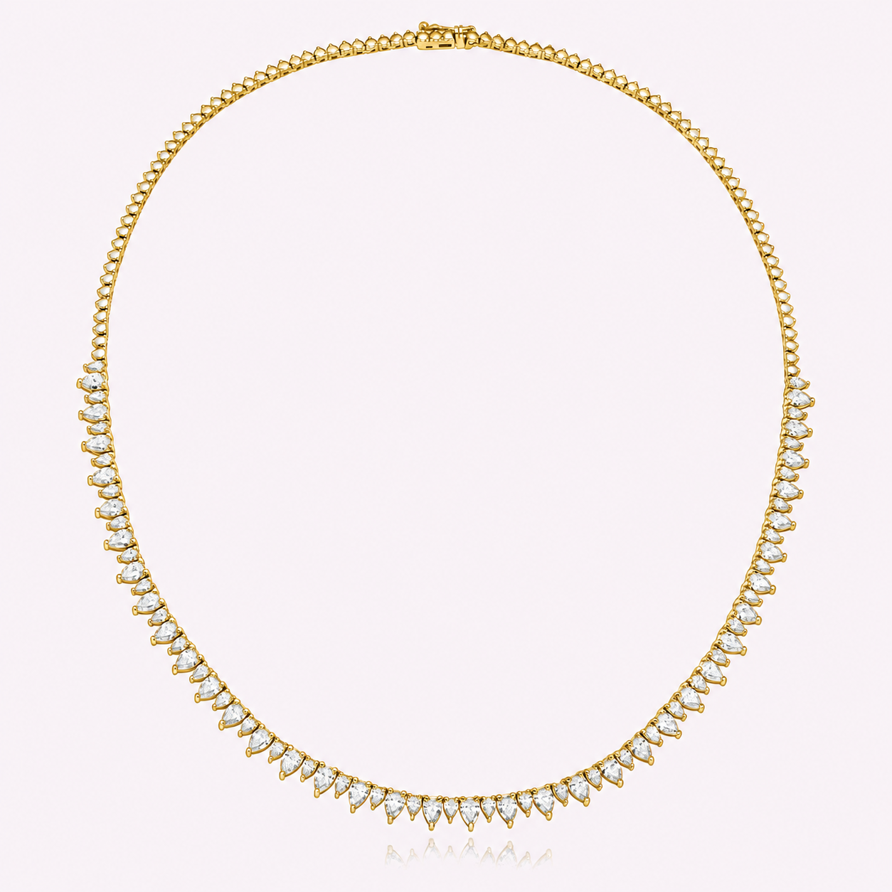 Halfway Pair Shape Gold Tennis Necklace