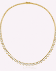 Halfway Pair Shape Gold Tennis Necklace