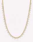Halfway Pair Shape Gold Tennis Necklace