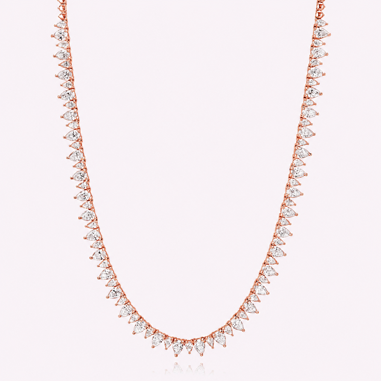 Halfway Pair Shape Gold Tennis Necklace