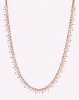 Halfway Pair Shape Gold Tennis Necklace