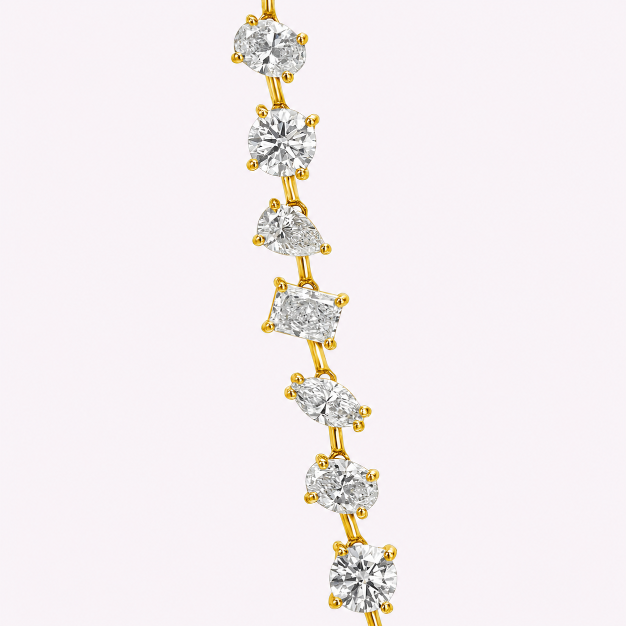 Mixed Shape Gold Lab Grown Diamond Necklace