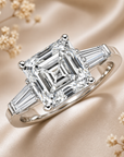 Asscher Cut Diamond Engagement Ring – Tapered Baguette Side Stones