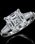 Asscher Cut Diamond Engagement Ring – Tapered Baguette Side Stones