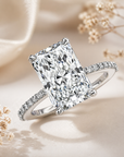 Radiant Cut Diamond Engagement Ring – Hidden Halo Pavé Band