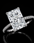 Radiant Cut Diamond Engagement Ring – Hidden Halo Pavé Band