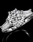 Round Brilliant Diamond Engagement Ring – Trapezoid Side Stones