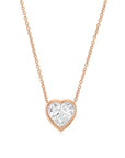 Heart Diamond Bezel Pendant Necklace 14 Karat Gold