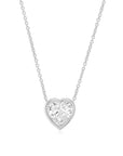 Heart Diamond Bezel Pendant Necklace 14 Karat Gold