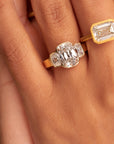 3 Cushion Lab Grown Diamond Ring 14K Gold