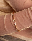 Lab Grown Diamond Paper Clip Bracelet in 14 Karat Gold