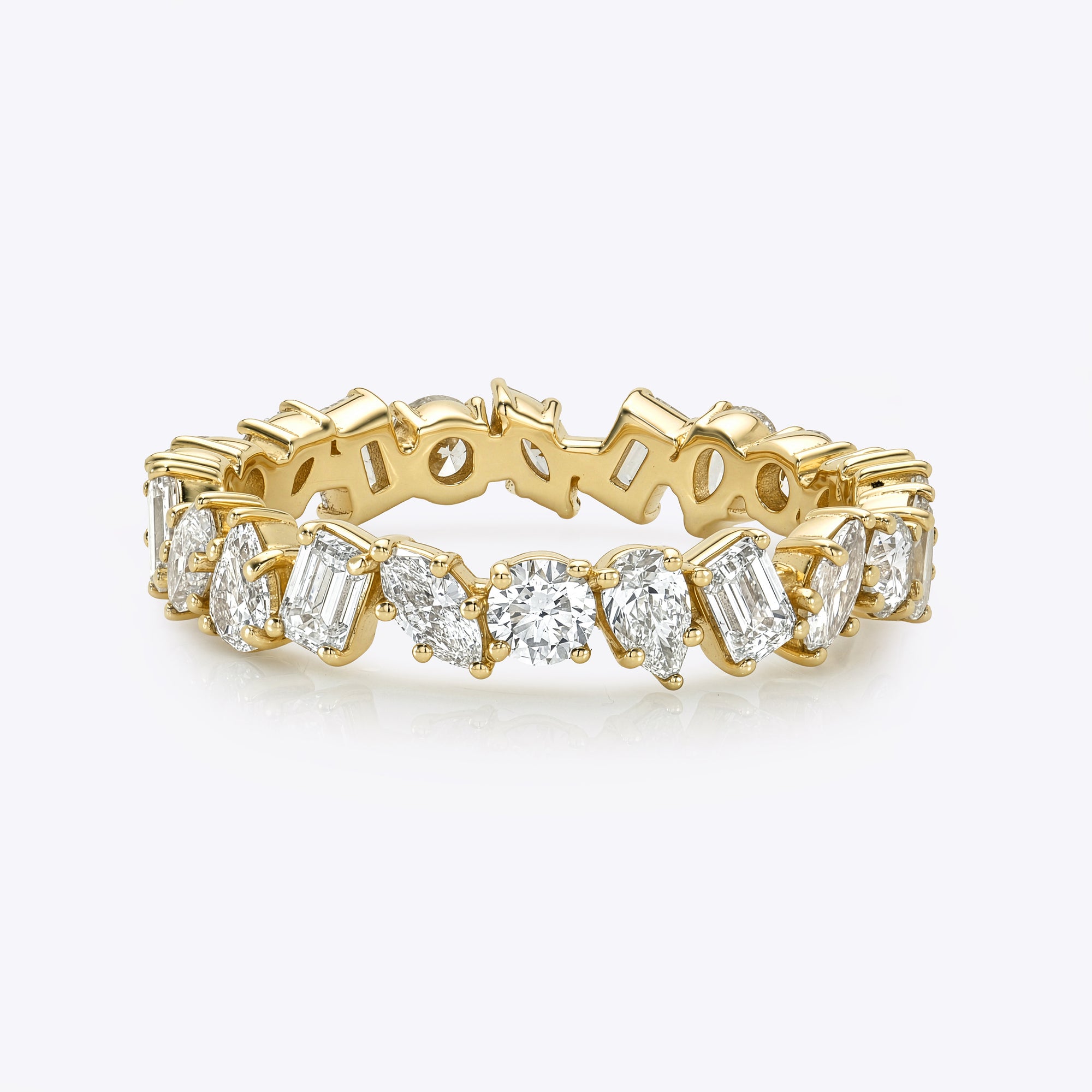 mixed shape lab grown diamond ring 14k gold