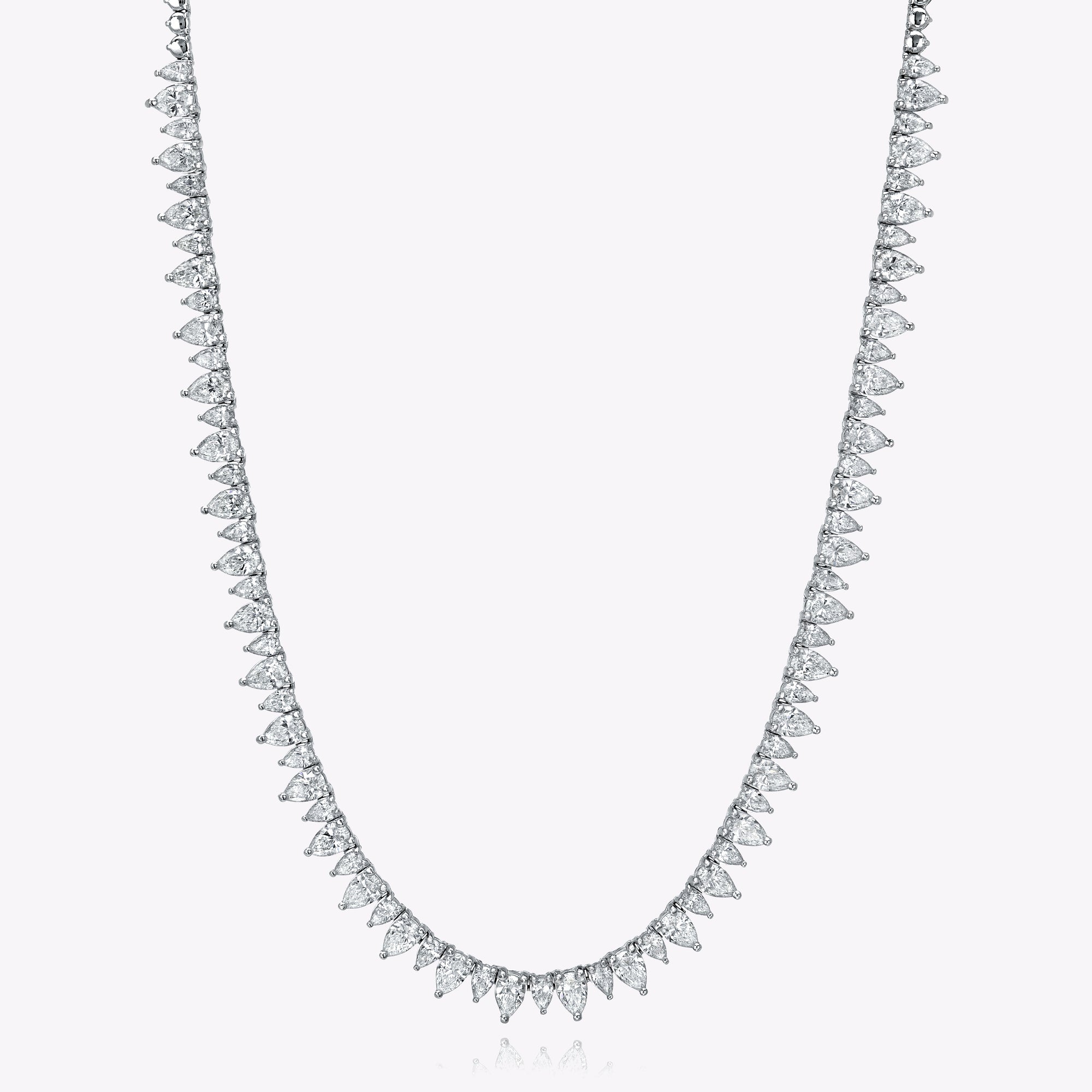 Halfway Pair Shape Gold Tennis Necklace