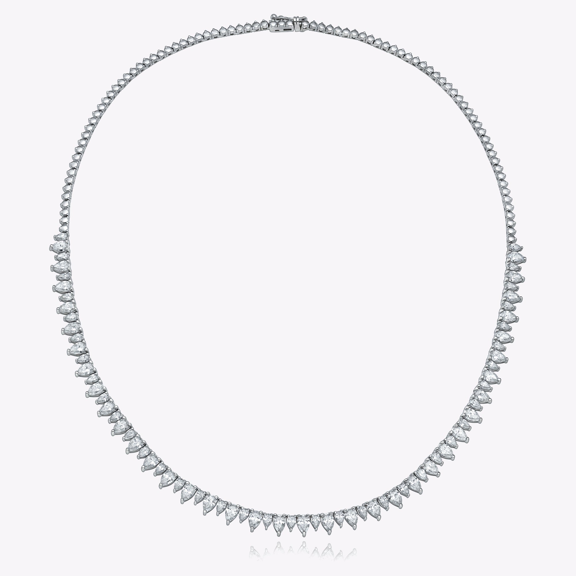 Halfway Pair Shape Gold Tennis Necklace