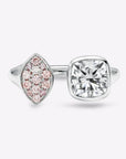 Cushion & Pink Diamond Marquise Toi et Moi Ring