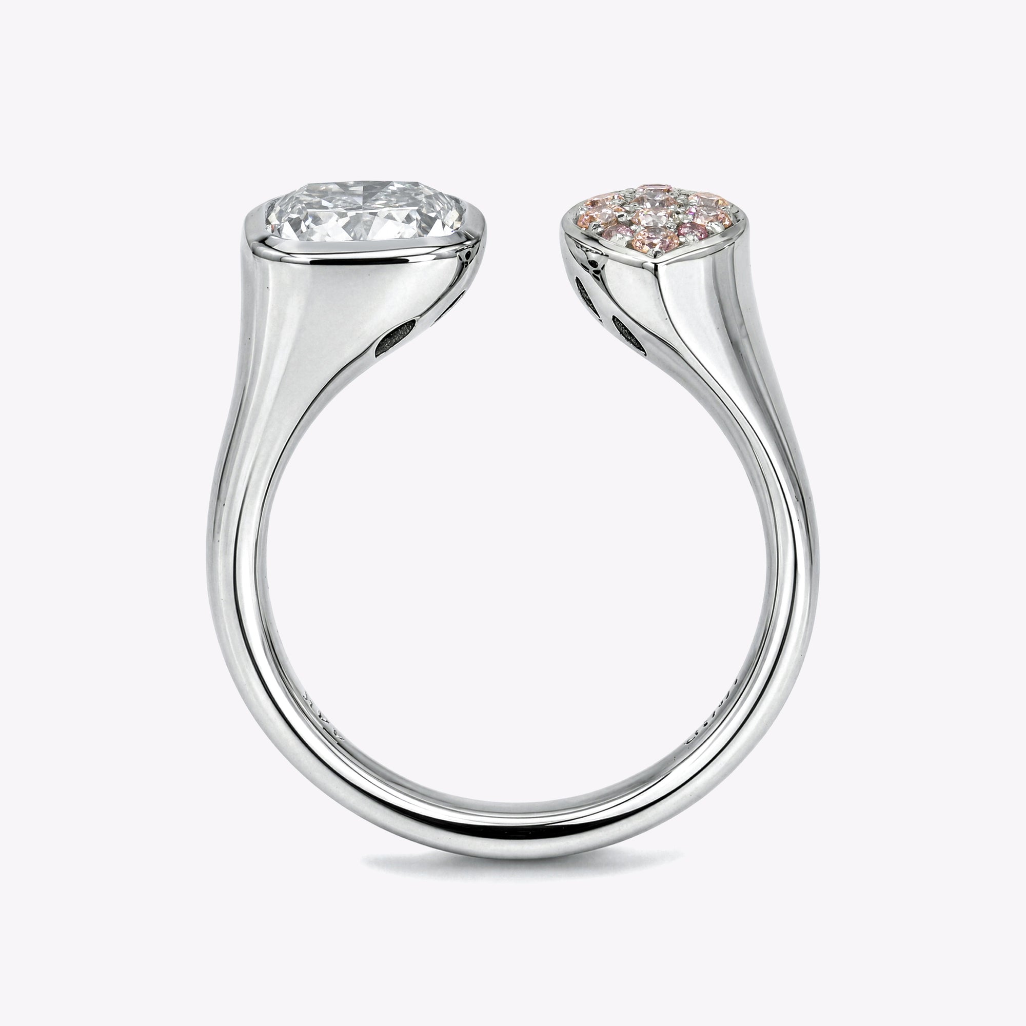 Cushion &amp; Pink Diamond Marquise Toi et Moi Ring