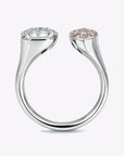 Cushion & Pink Diamond Marquise Toi et Moi Ring