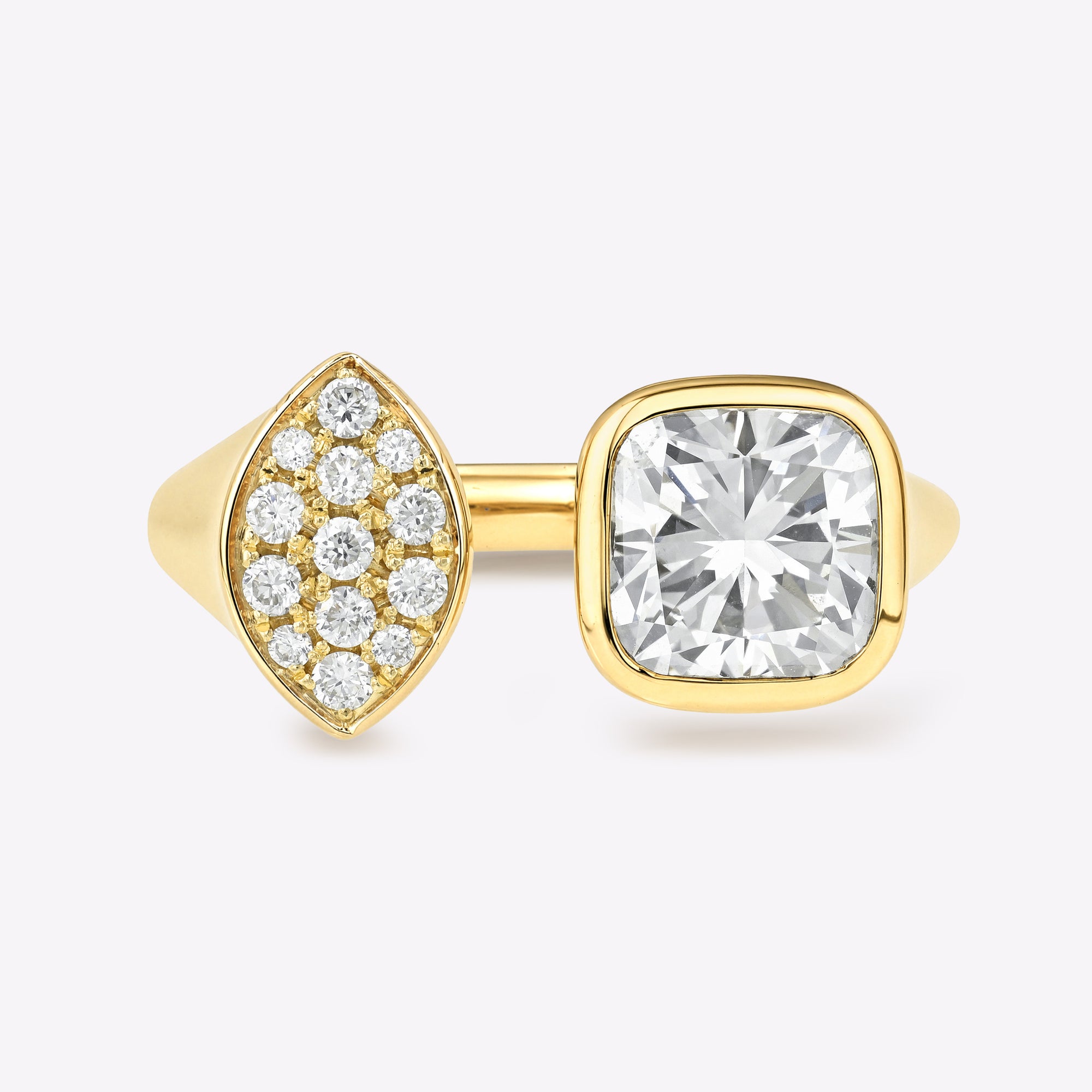 Cushion &amp; Marquise Lab-Grown Diamond Toi et Moi Ring in 14K Gold