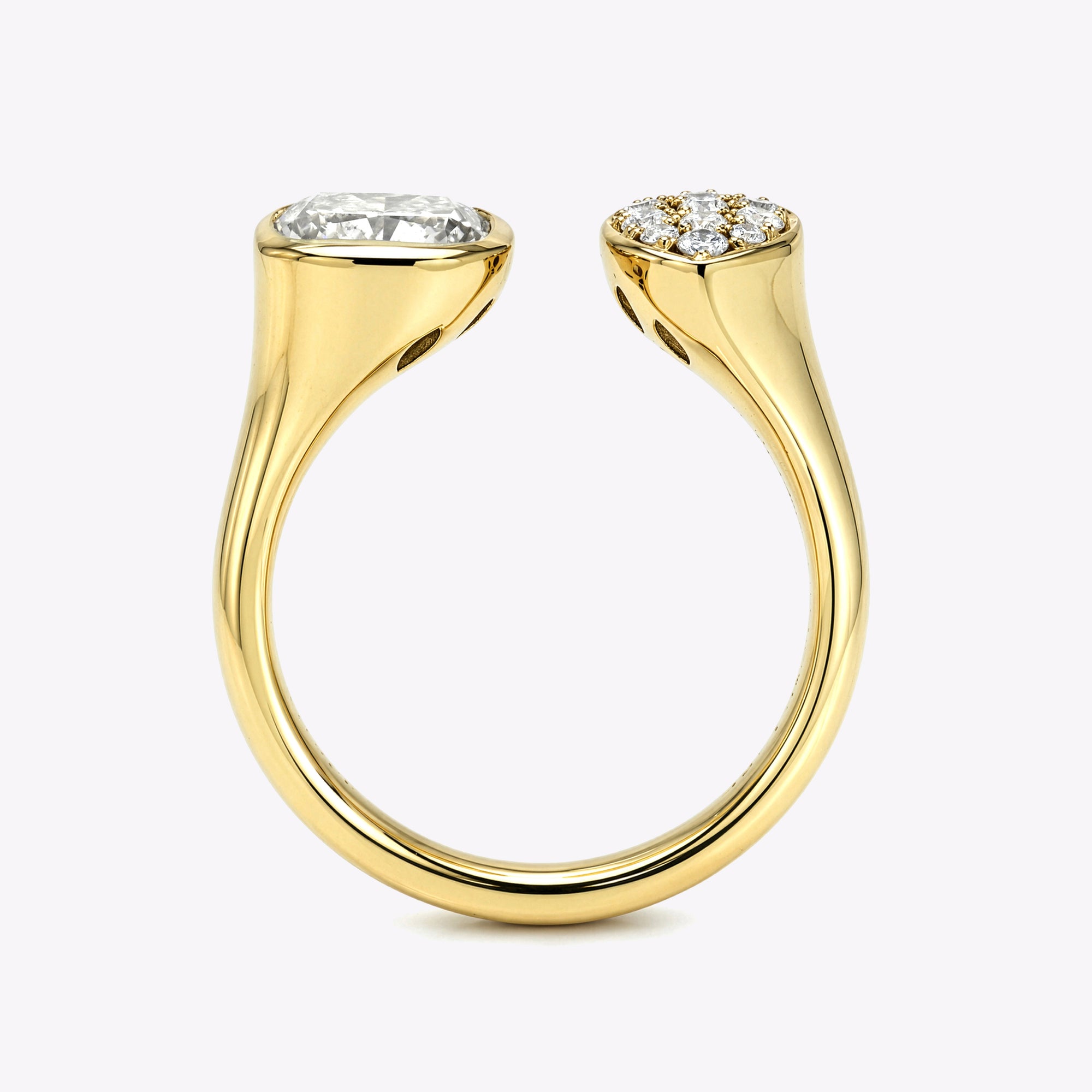 Cushion &amp; Marquise Lab-Grown Diamond Toi et Moi Ring in 14K Gold