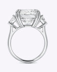 Cushion Cut Engagment Ring with Half-Moon Side Stones