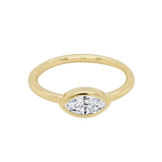 Marquise Diamond Pinkie Ring in 14K Gold