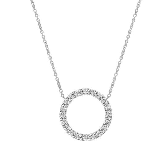 Circle Lab Grown Diamond Pendant Necklace 14K Gold