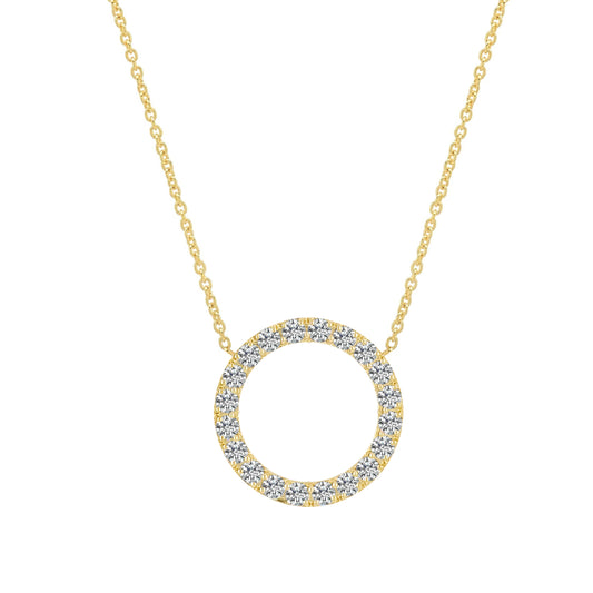 Circle Lab Grown Diamond Pendant Necklace 14K Gold