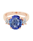4ct Blue Sapphire Diamond Ring 14K Gold