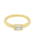 Single Diamond Baguette Ring in 14K Gold