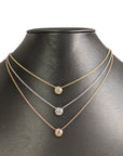 Solitaire Round Diamond Double Bezel Necklace in 14K Gold