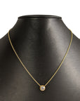 Solitaire Round Diamond Double Bezel Necklace in 14K Gold