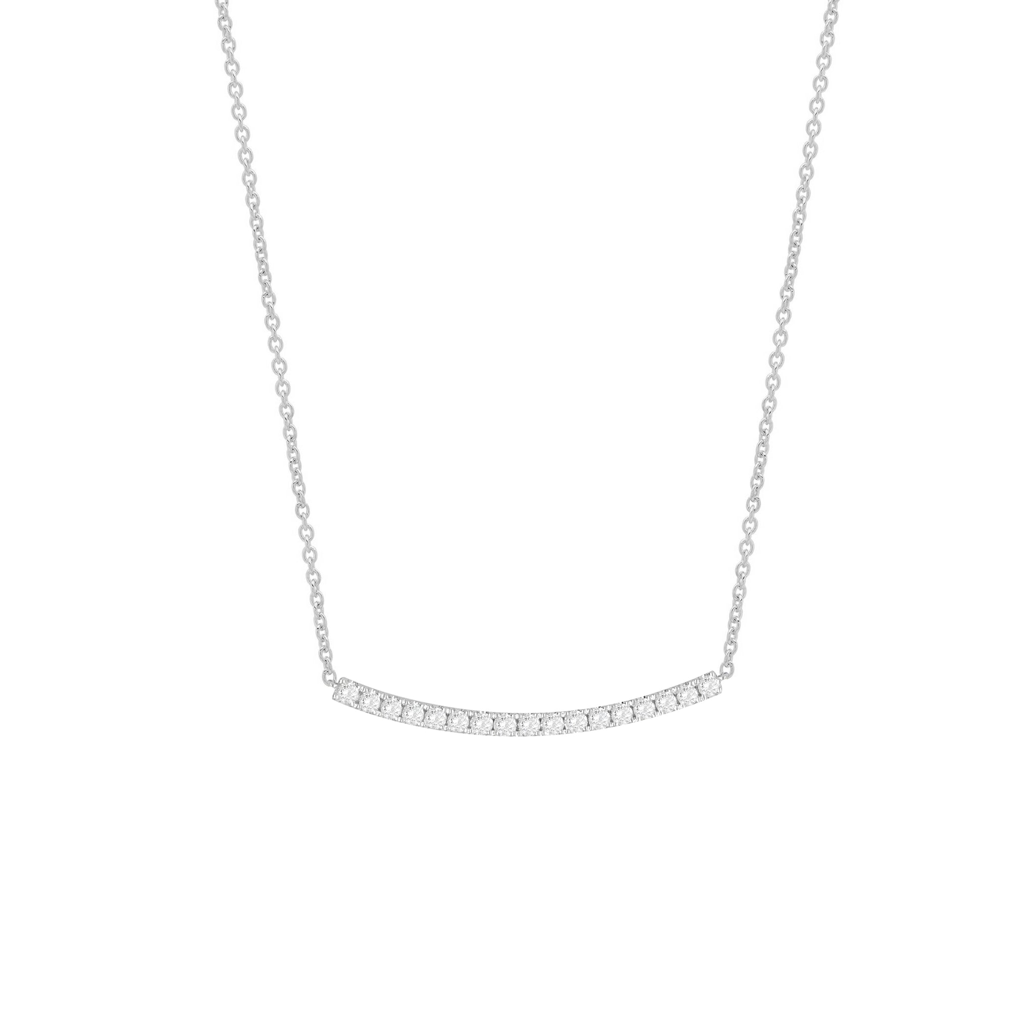 Diamond Curved Bar Necklace in 14K Gold