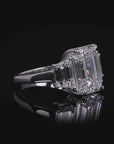 Timeless Elegance Three-Stone Emerald-Cut and Trapezoid Diamond Ring